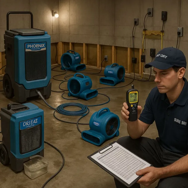 Structural Drying and Dehumidification process in Kenmar, PA
